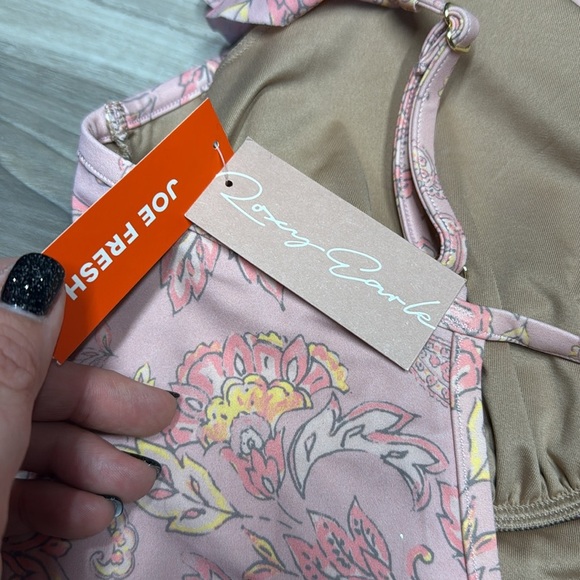 🏁 Joe Fresh & Roxy Earler Pink Floral Ruffle Swimsuit size 1X - Picture 6 of 9